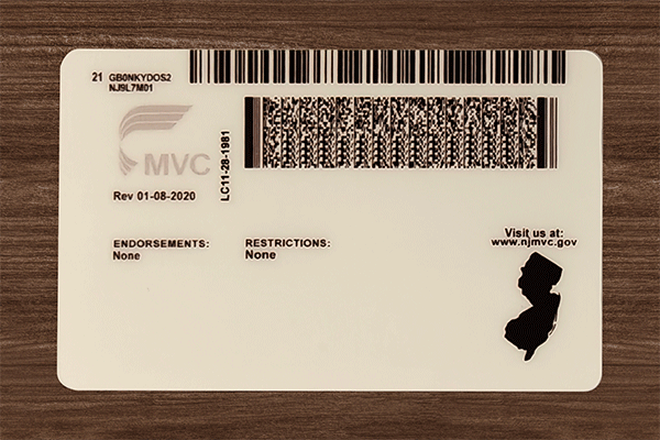 New Jersey Fake Dirvers Licence
