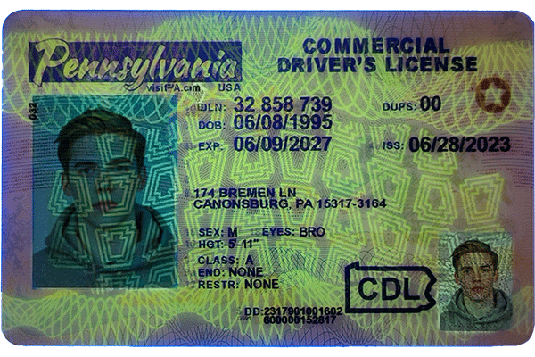 Pennsylvania Scannable CDL